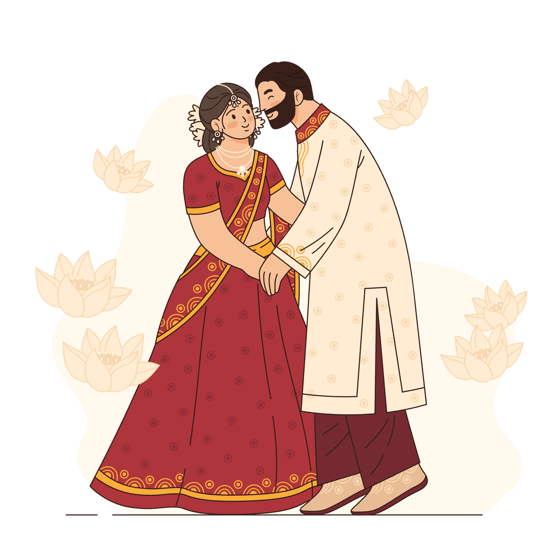Happy couple in traditional Indian attire